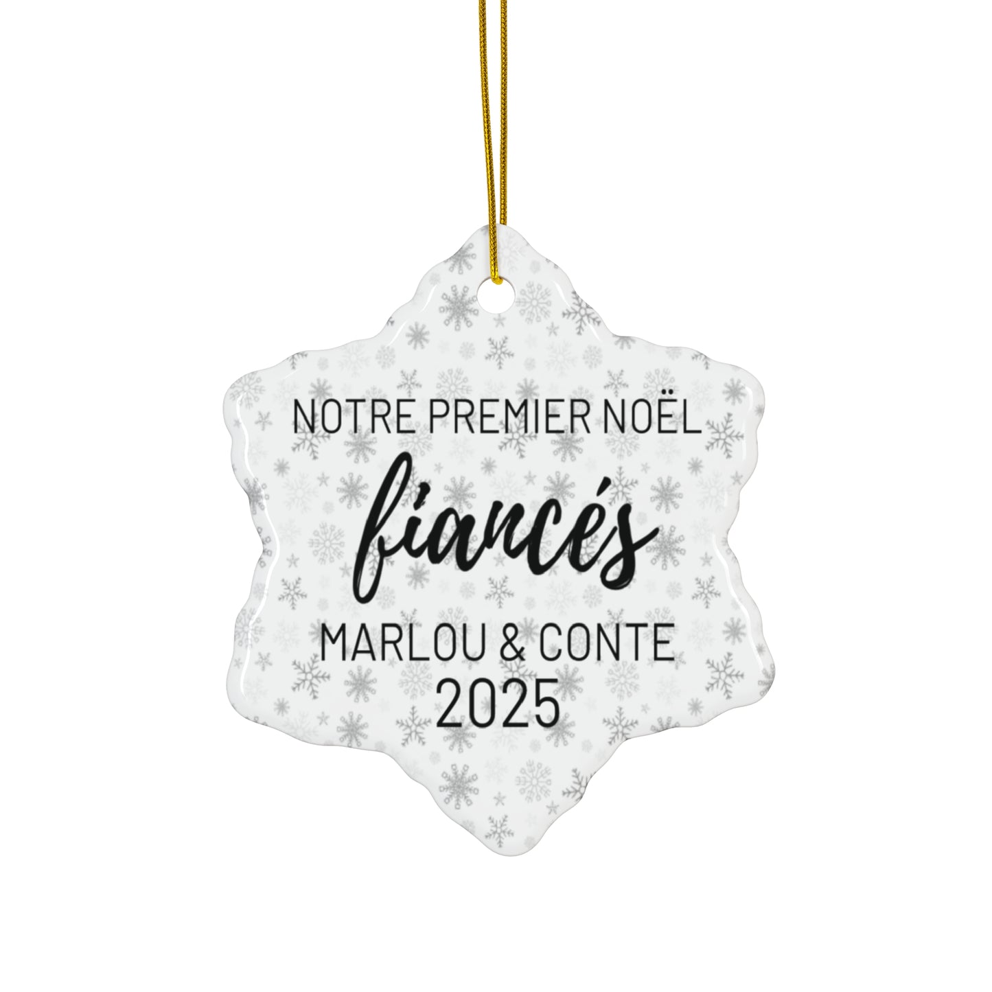 French Personalized Holiday Ornament for Couples, Wedding Keepsake, Engagement Gift, First Christmas Together, Ornement Personnalisé 2025