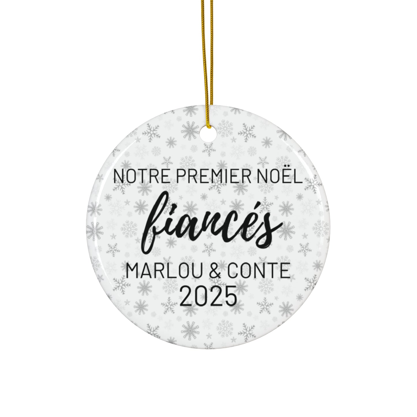 French Personalized Holiday Ornament for Couples, Wedding Keepsake, Engagement Gift, First Christmas Together, Ornement Personnalisé 2025