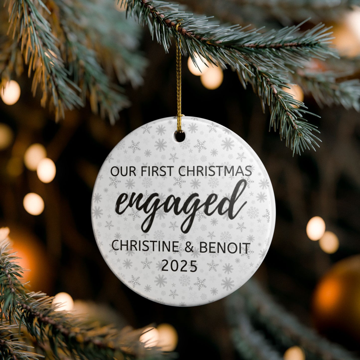 Personalized Engagement Christmas Ornament, Personalized Holiday Decor, First Christmas Together Gift, Engaged Couple Keepsake, Wedding Countdown [...]